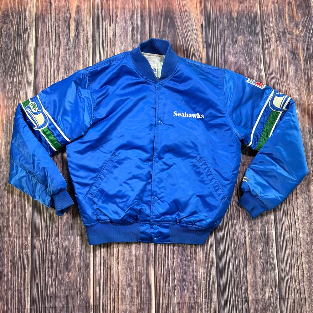 Seattle Seahawks Vintage Starter Proline Satin Jacket Size L‎ Blue NFL Football